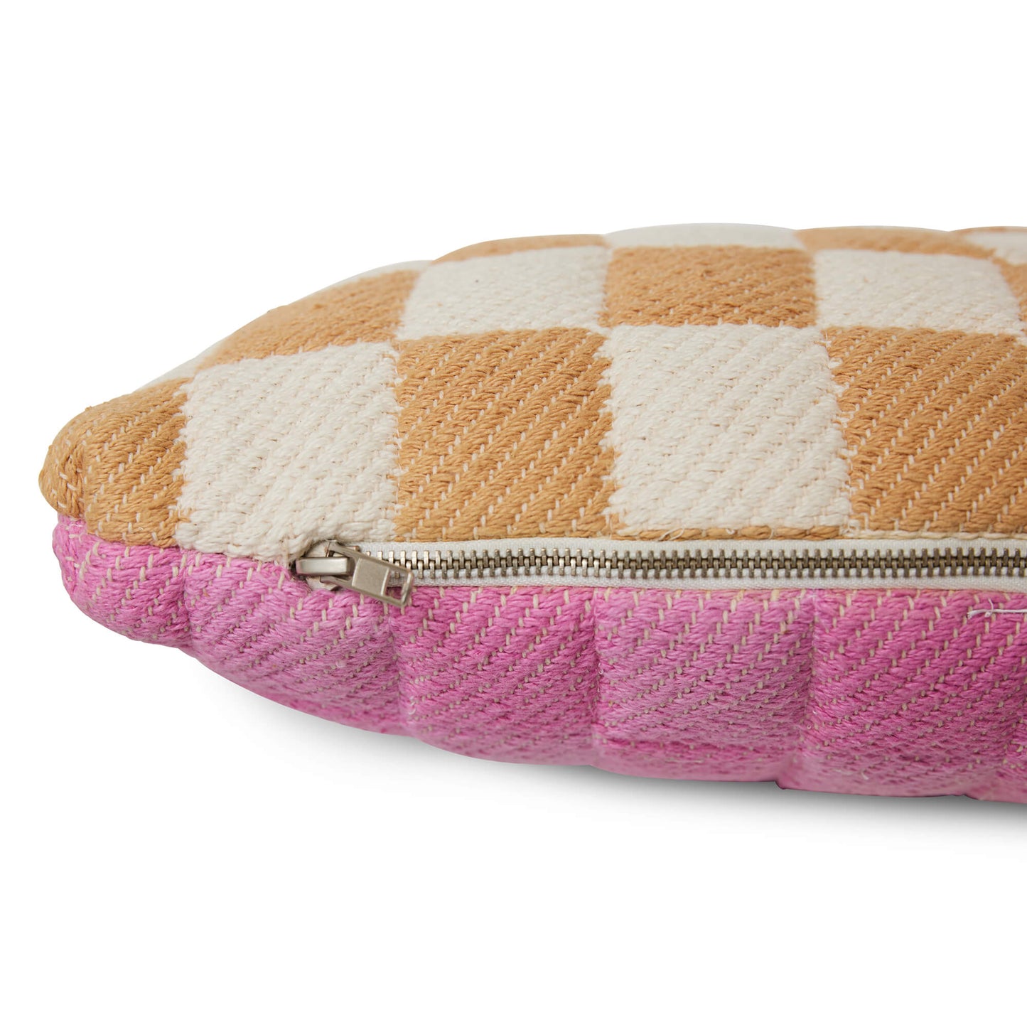 Coussin damier - Pamplemousse/rose