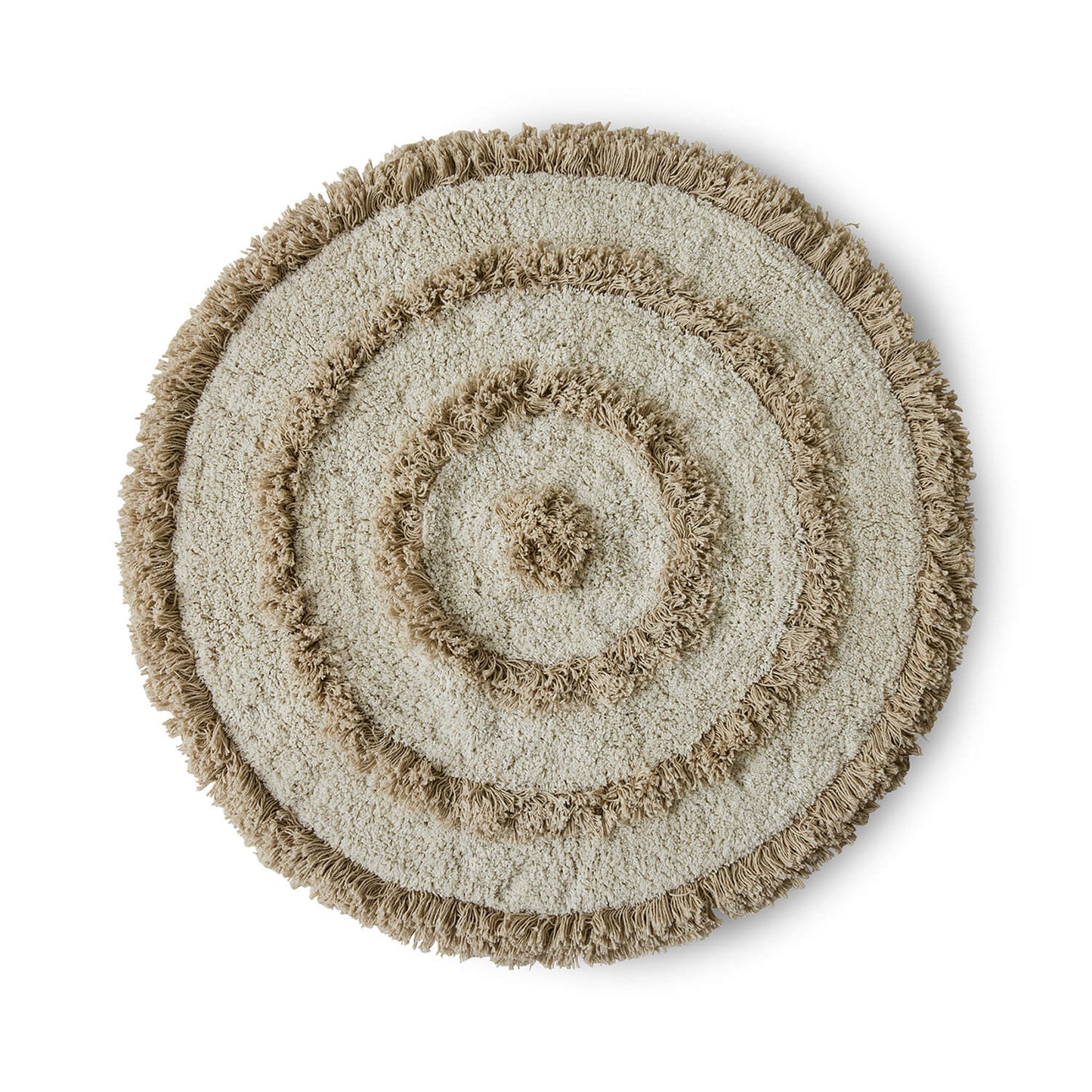 Tapis shaggy rond L - Beige & crème