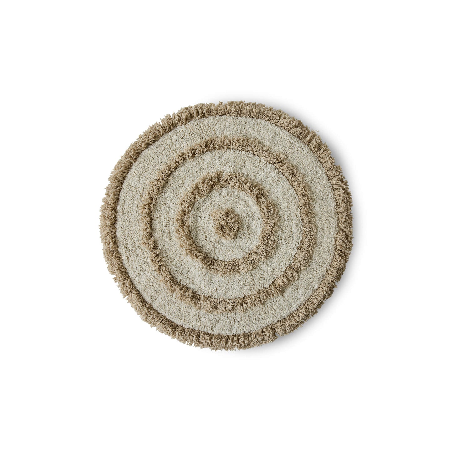 Tapis shaggy rond M - Beige & crème