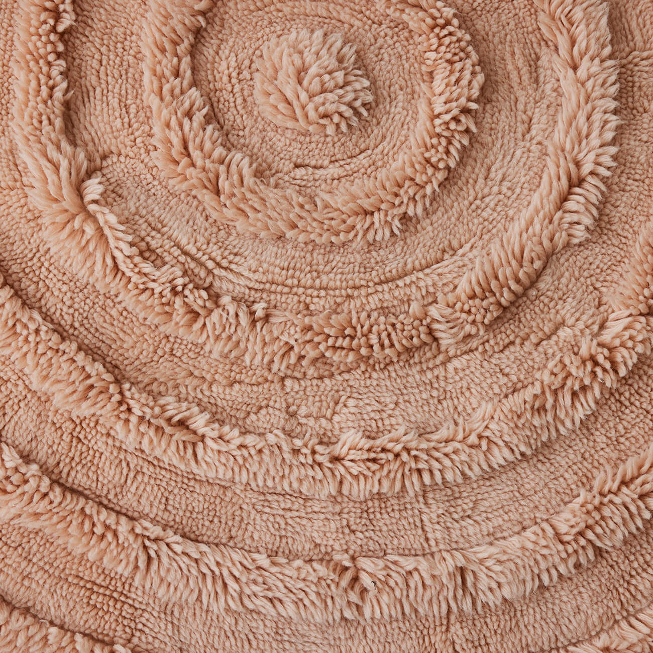 Tapis shaggy rond laine - Soft pink