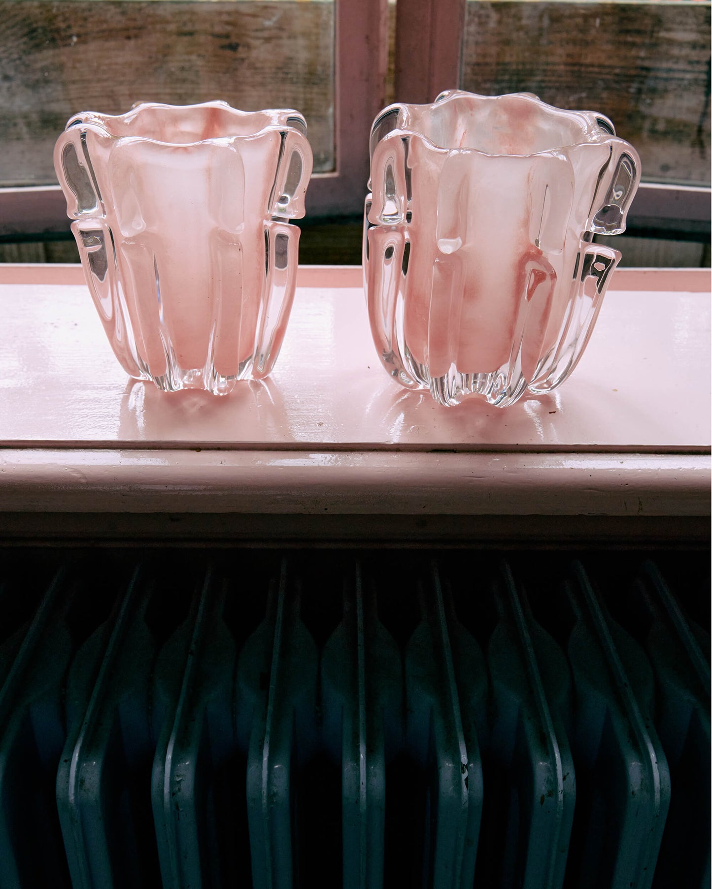 Bougeoir "Corolle" verre - Rose