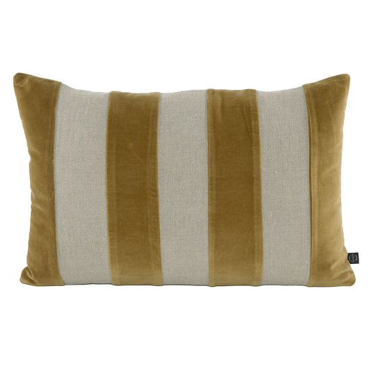 Housse de coussin lin & velours "Brisbane" - Gold