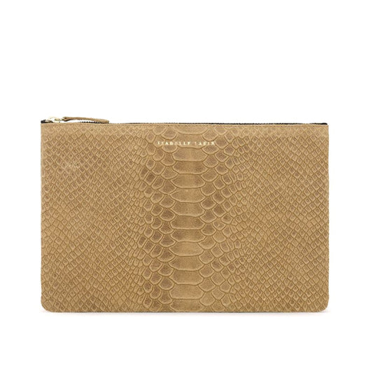 Pochette "Love" cuir Snake beige