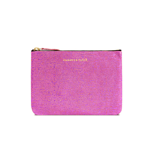 Petite pochette "Monoï" cuir Sand Fuschia