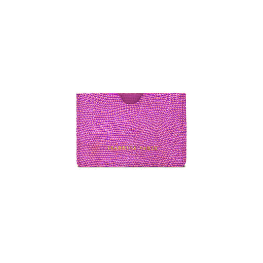 Porte-cartes "Credy" cuir Sand Fuschia