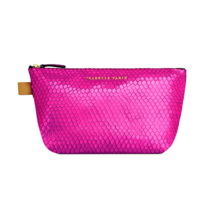 Trousse "Lencil" cuir Bubble Fuschia