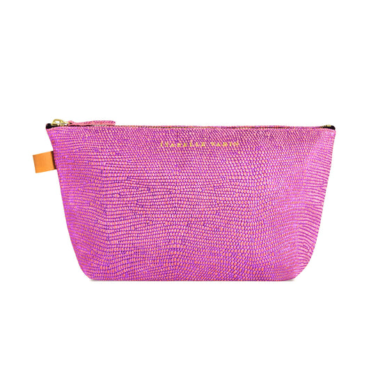 Trousse "Lencil" cuir Sand Fuschia