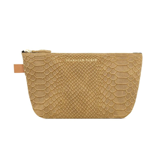 Trousse "Lencil" cuir Snake beige