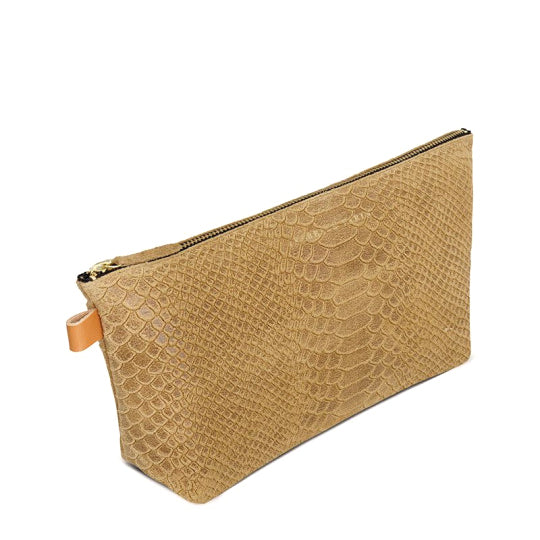 Trousse "Lencil" cuir Snake beige