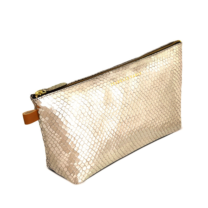 Grande trousse "Mild" cuir Bubble Sable