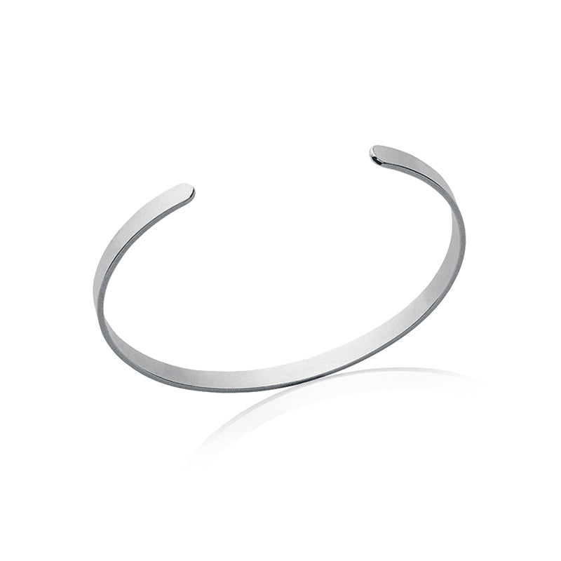 Jonc plat ouvert - Argent rhodié