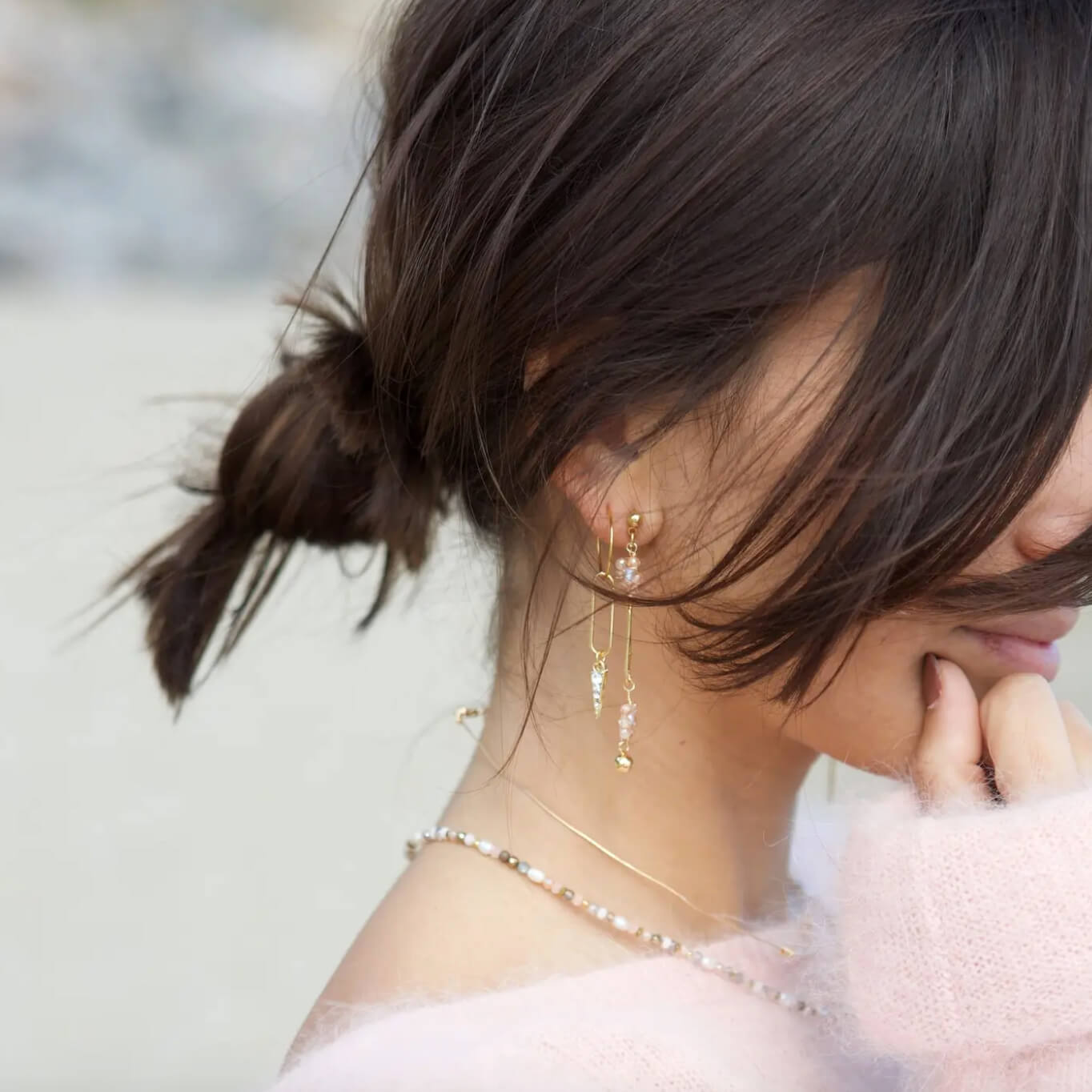 Boucle d'oreille "Pik" - plaqué or