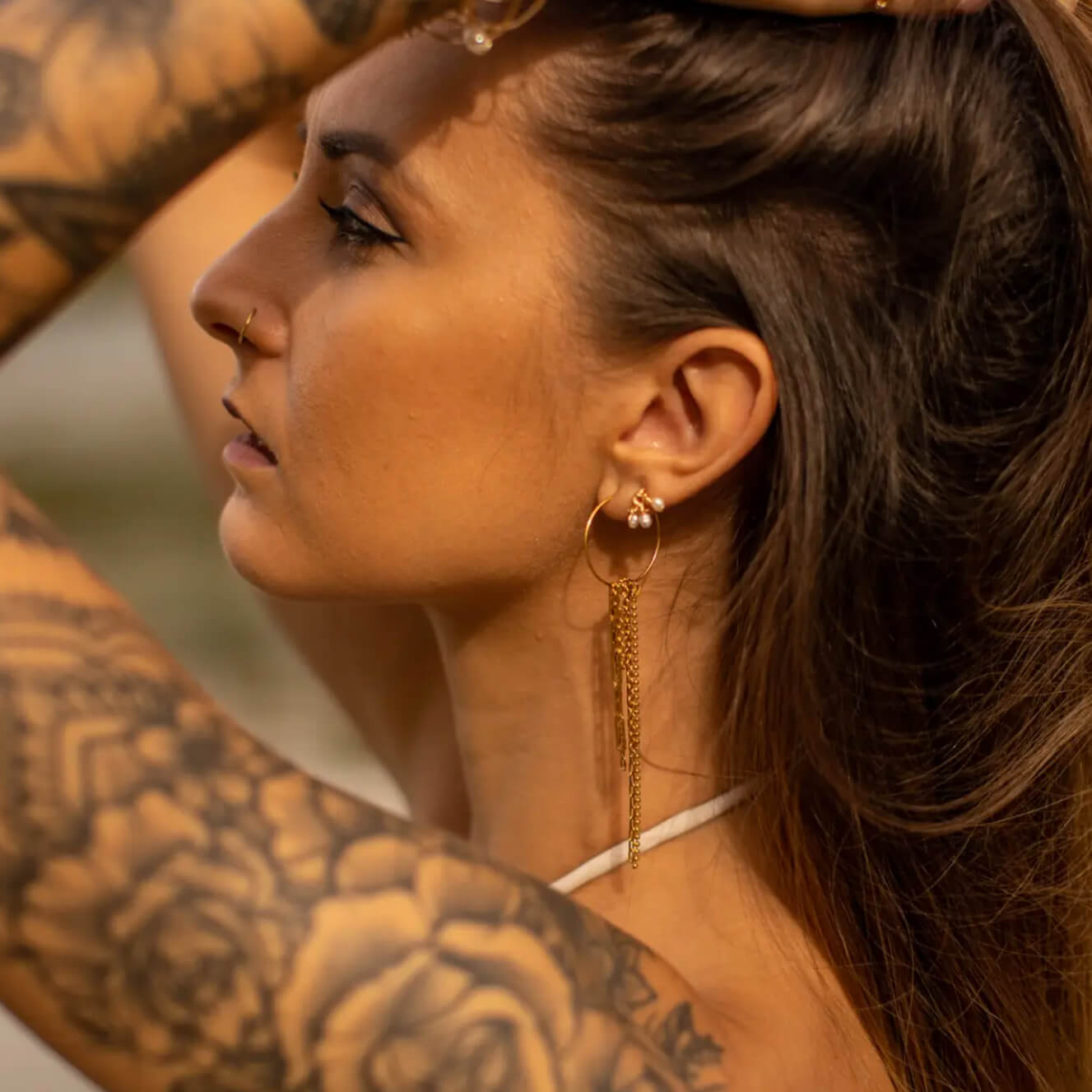 Boucle d'oreille "Déferlantes" - plaqué or