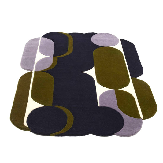 Grand tapis "Nymphe" laine 150x200 - Marine/olive