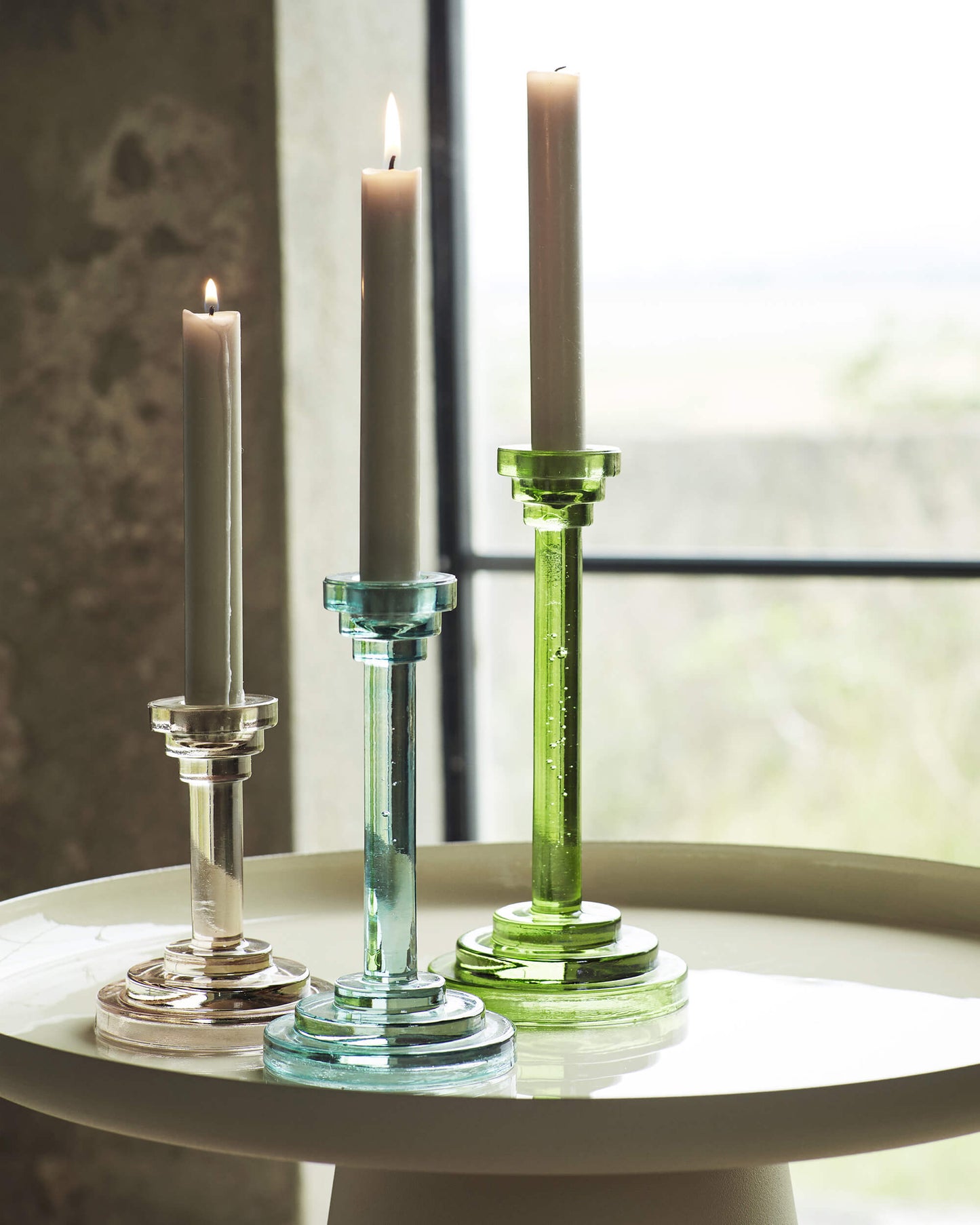 Bougeoirs hauts verre X3
