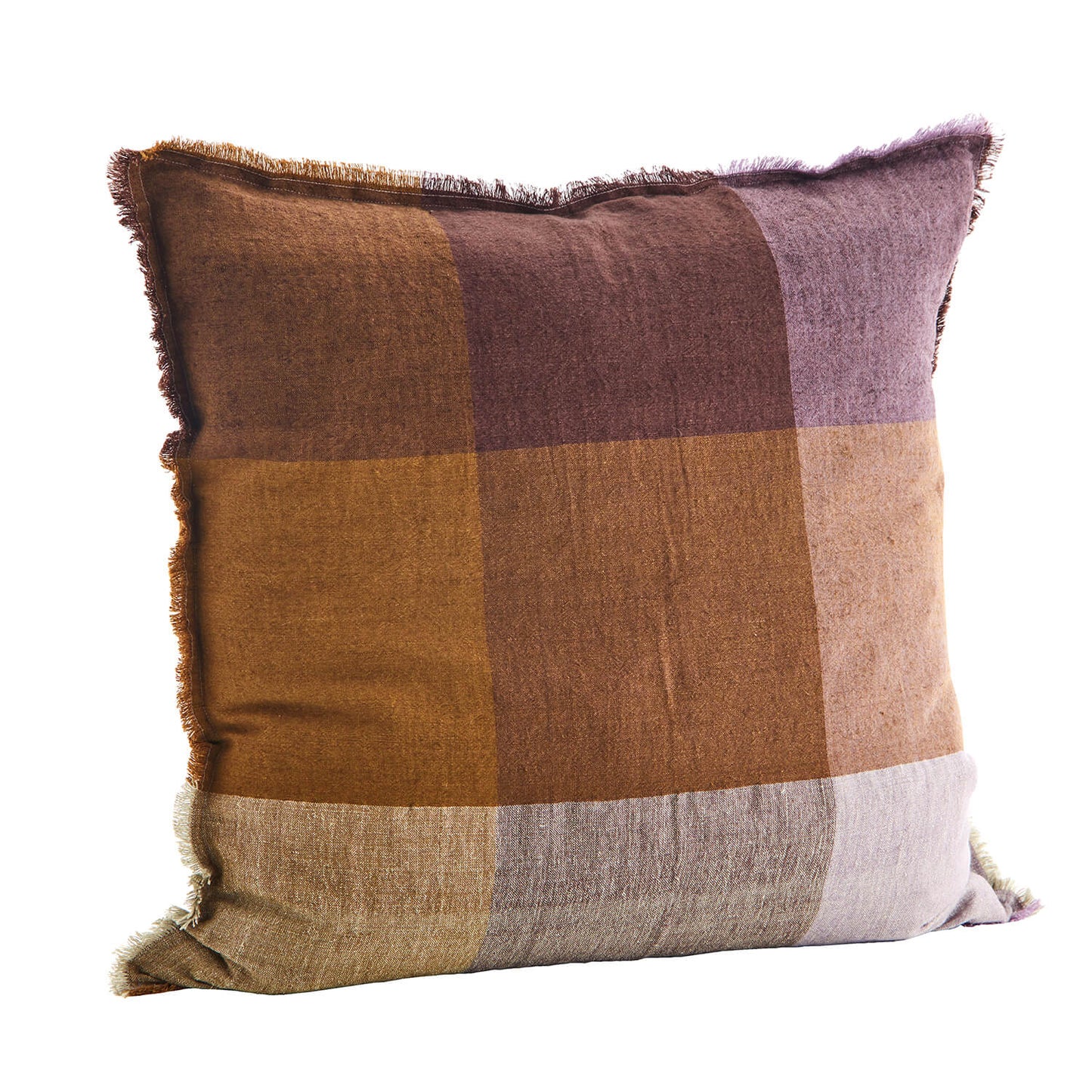 Grande housse de coussin lin & coton carreaux Madras