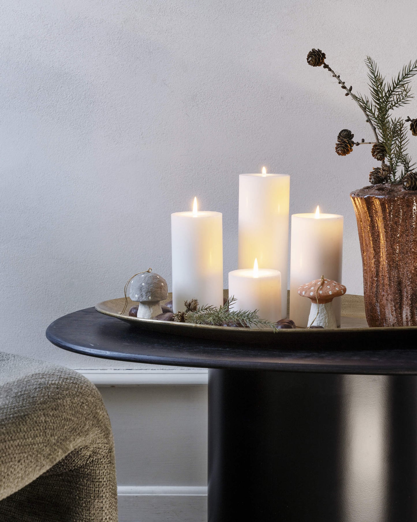 Fauteuil lounge velours - Beige