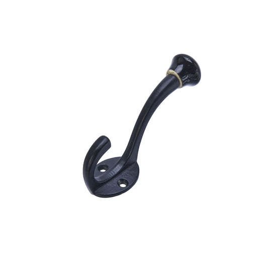 Patère double métal & porcelaine - Noir