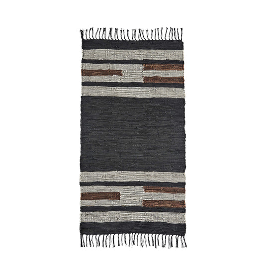 Tapis cuir & coton 70x140 - Noir
