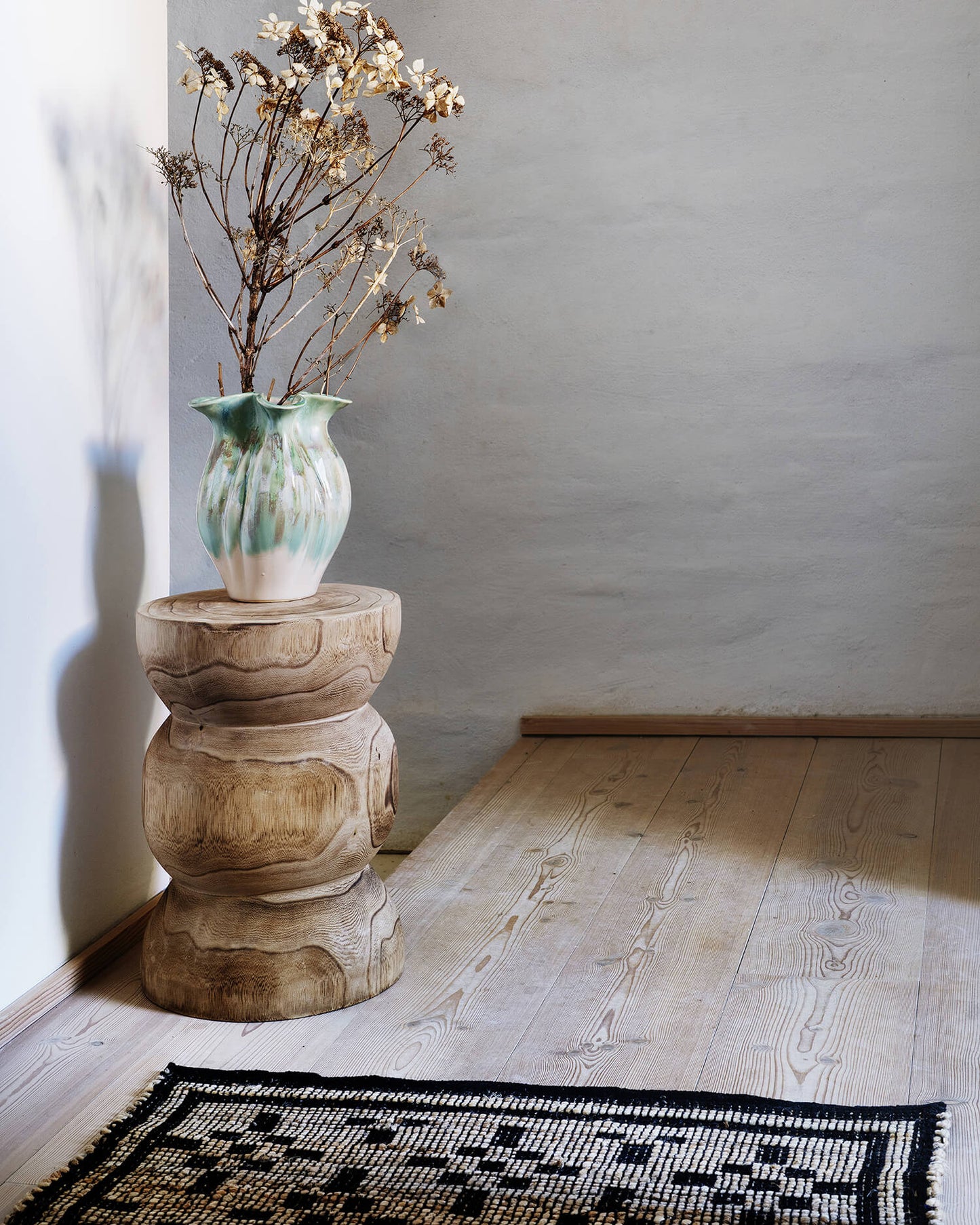 Tapis jute & coton 70x200 - Naturel/noir