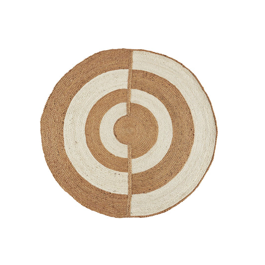 Tapis jute  ø120cm - Orange brûlé/Naturel