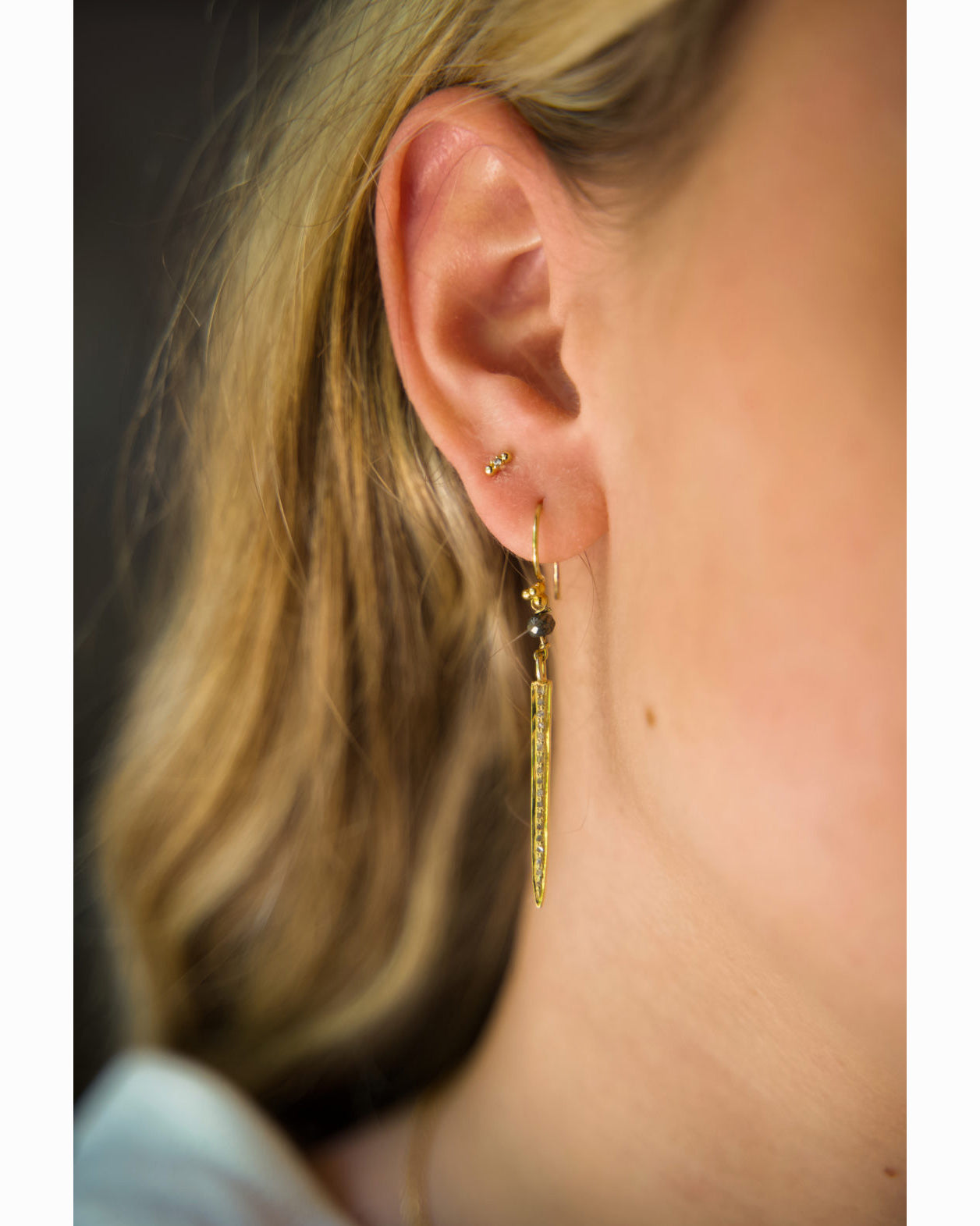 Boucles d'oreilles "Solaris Arrow" - Diamants Polki & Pyrites