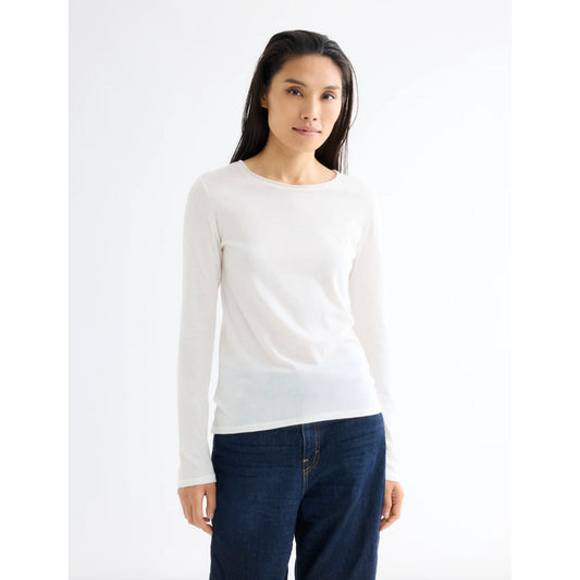 Tee-shirt coton & cachemire - Blanc lait