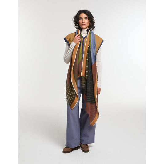 Étole en laine & soie "Astre" - Kaki-brun