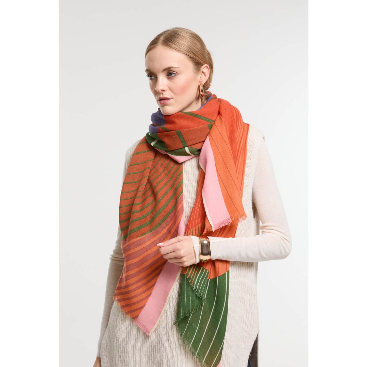 Étole en laine & soie "Astre" - Orange