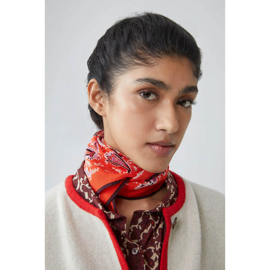 Carré en soie "Colibri Paisley" N°763 - Poppy red