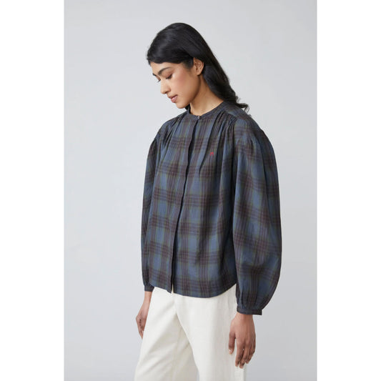 Blouse "Emma" - Tartan Slate Grey
