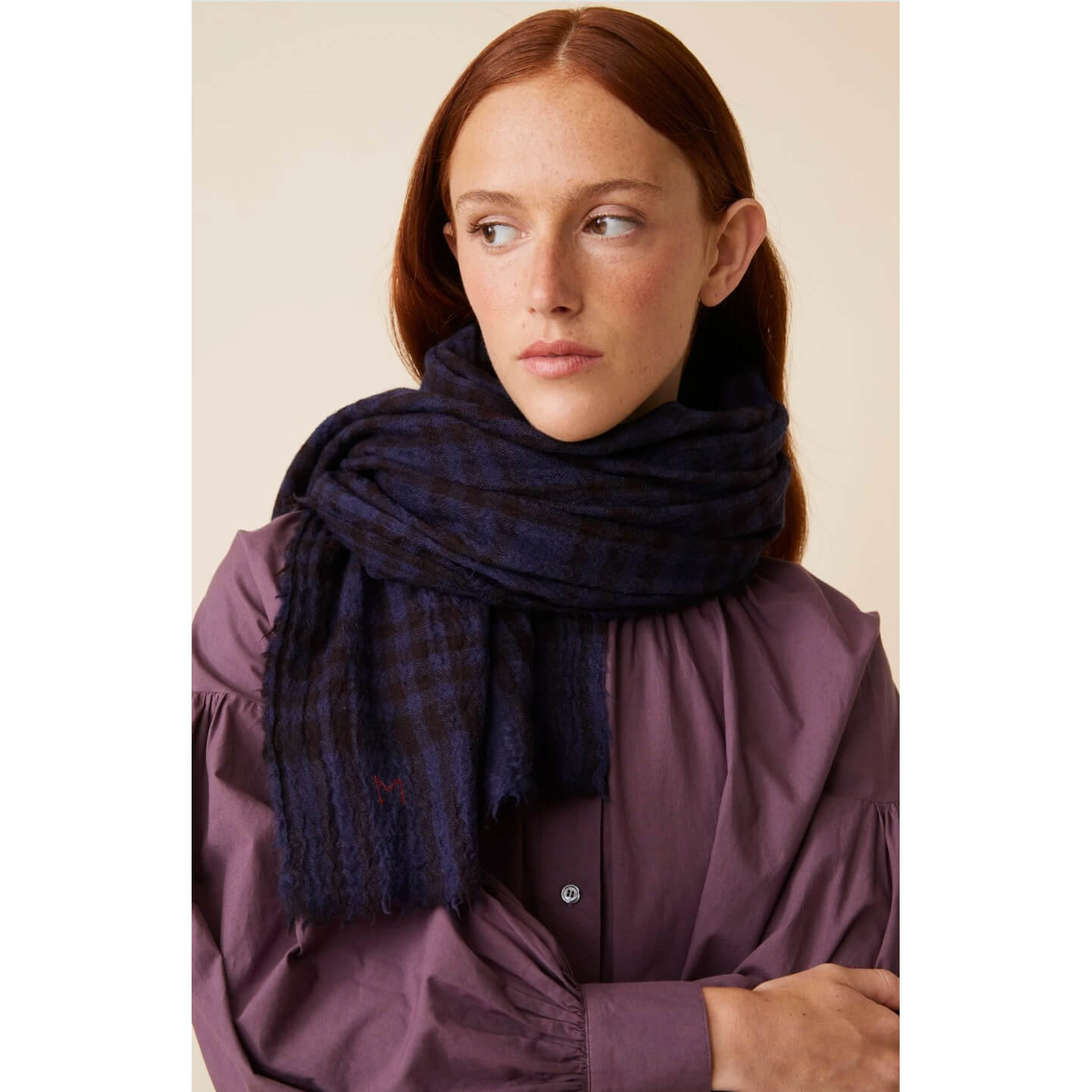 Foulard Vichy N°754 - Navy blue