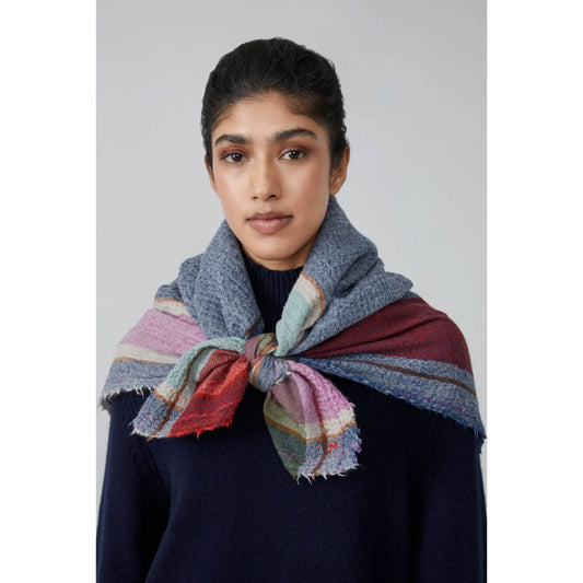 Grand foulard "Maddy" N°687 laine & cachemire - Indigo