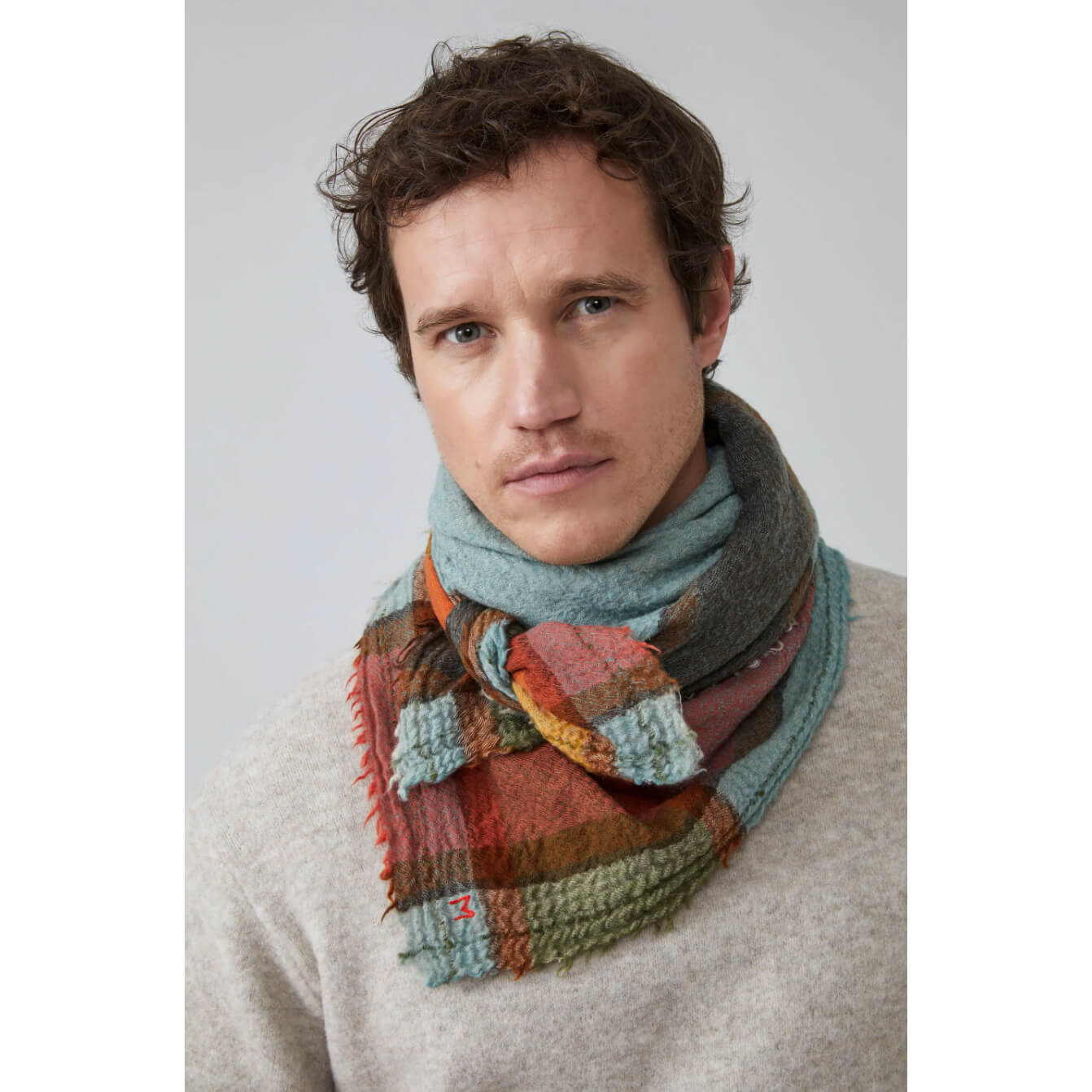 Grand foulard "Maddy" N°687 laine & cachemire - Spice