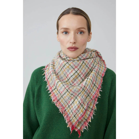 Grand foulard "Mc Lean" N°799 laine & cachemire - Daisy pink