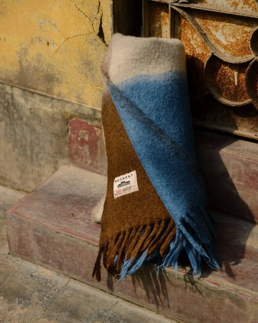 Plaid "83" laine Dip dye - Café/bleu