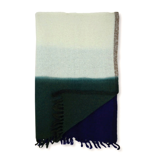 Plaid "83" laine Dip dye - Kaki/encre