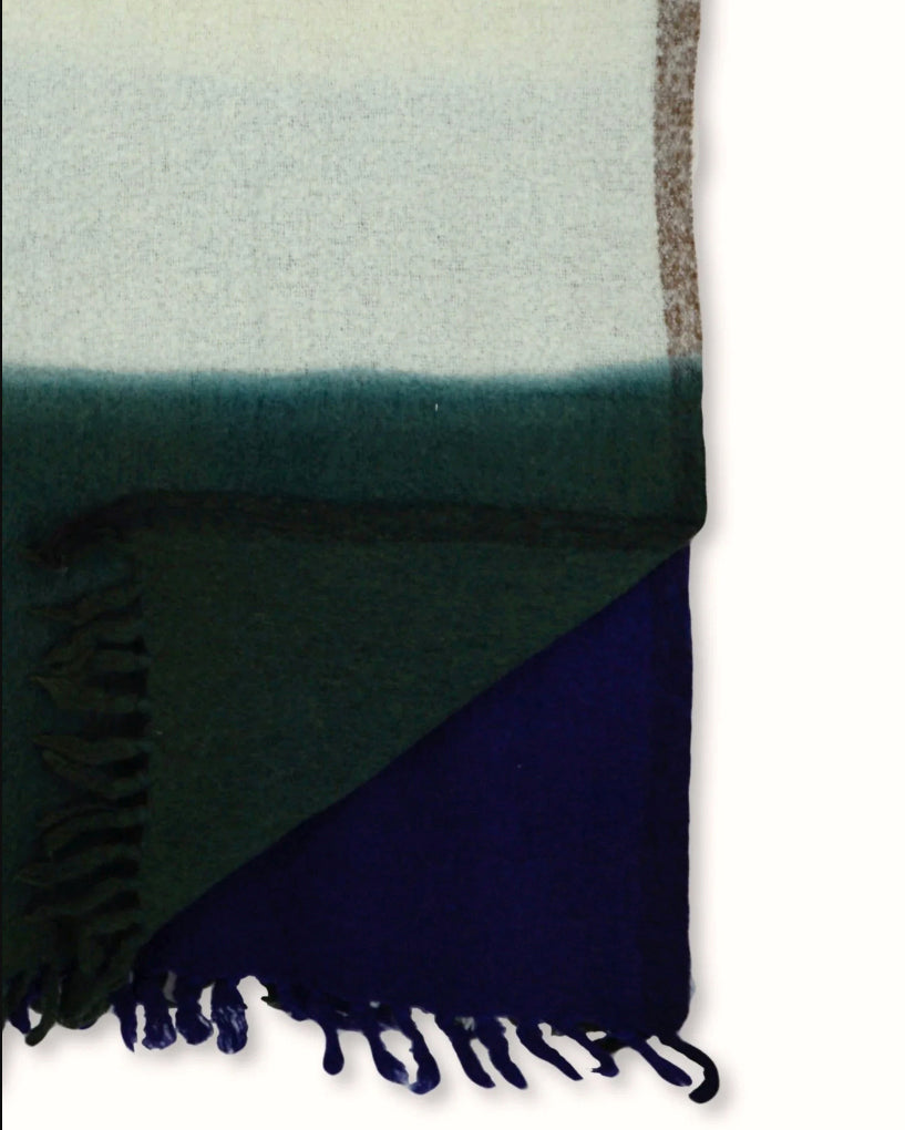 Plaid "83" laine Dip dye - Kaki/ink