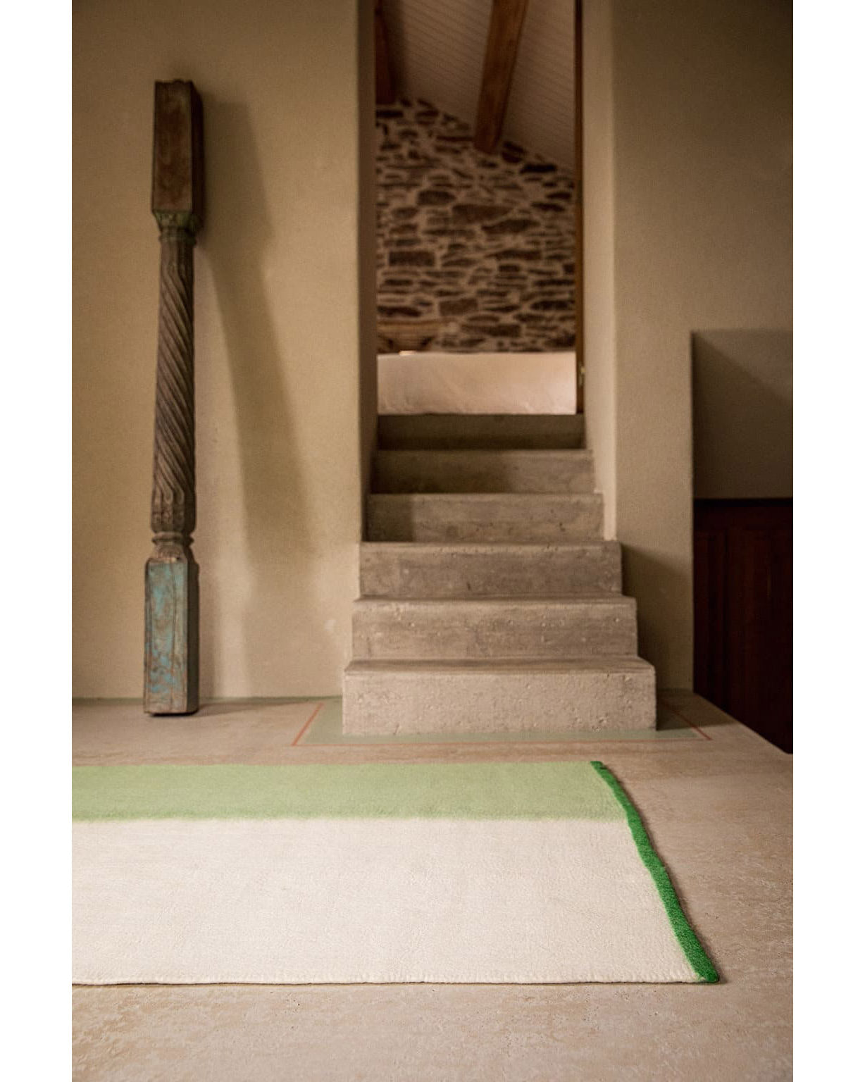 Tapis "Kasko" laine 120x160 - Menthe/Naturel