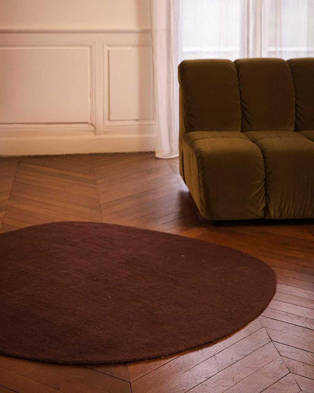 Tapis "Pebble" laine 150x145 - Acajou