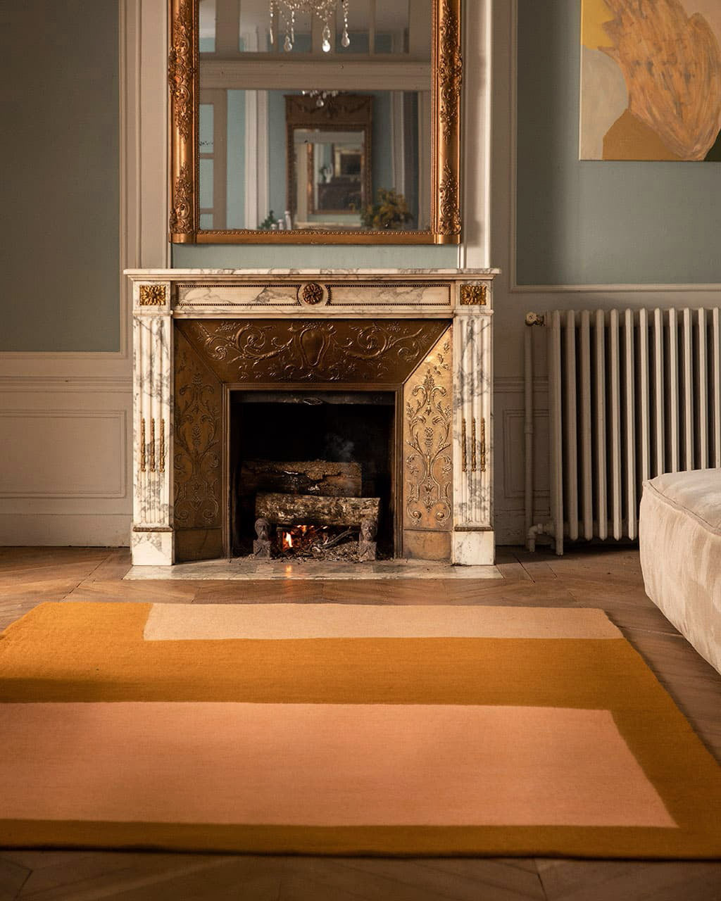 Tapis "Colorblock" laine 170x240 - Or