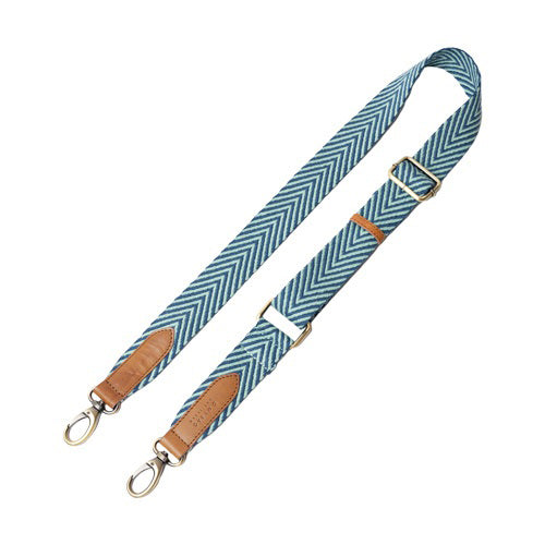 Bandoulière chevron Jade & cuir - Cognac