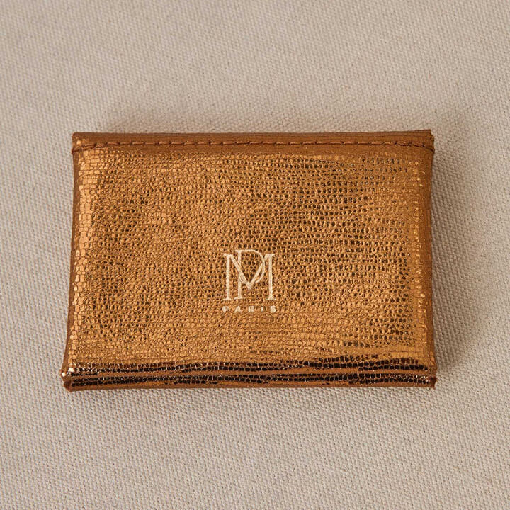 Portefeuille "Emile Double" cuir - Lézard doré