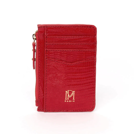 Portefeuille "Elmo" cuir serpent - Rouge