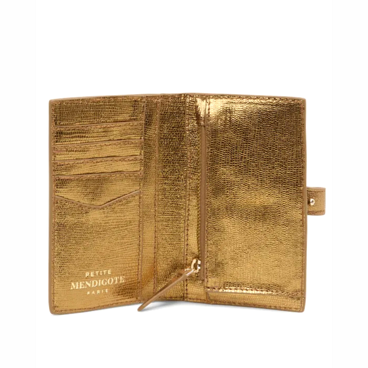 Portefeuille "Emina" cuir lézard doré
