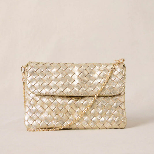 Sac-pochette "Sam" cuir métallisé - Or