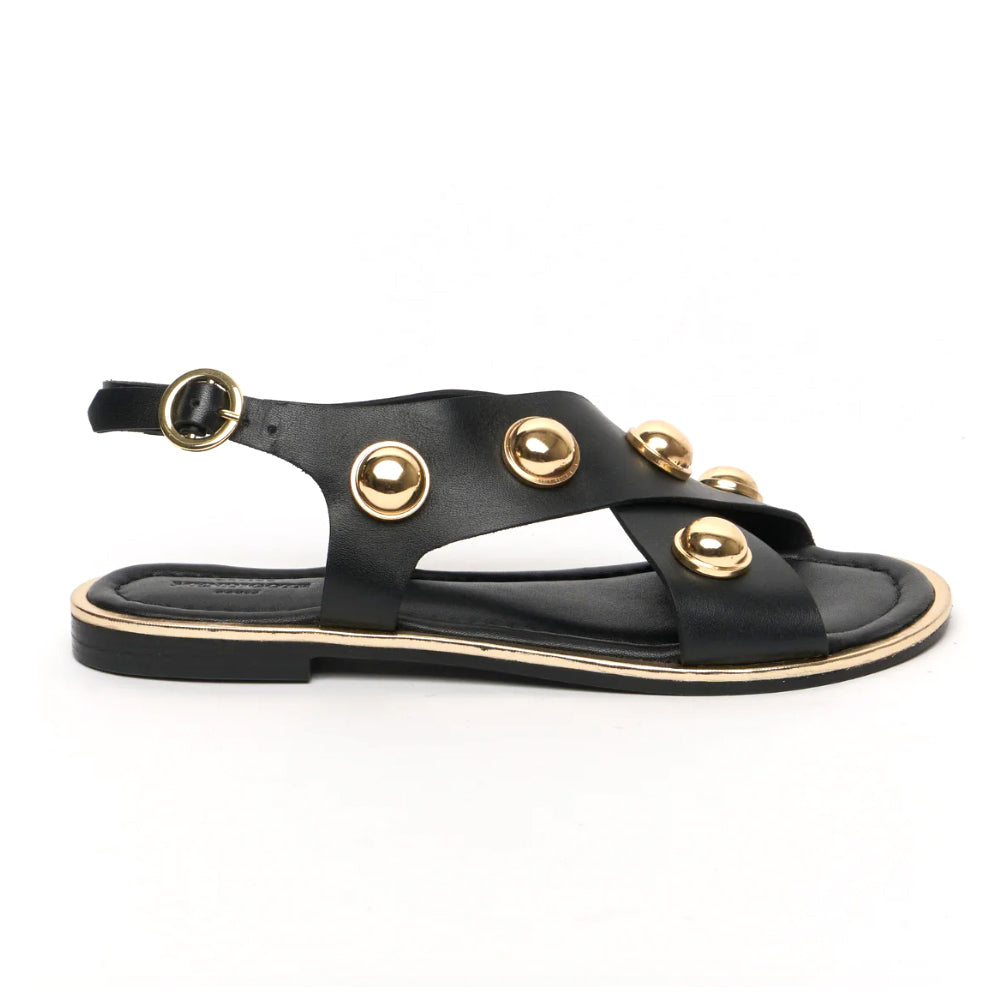 Sandales "Coberts Rivets" cuir - Noir