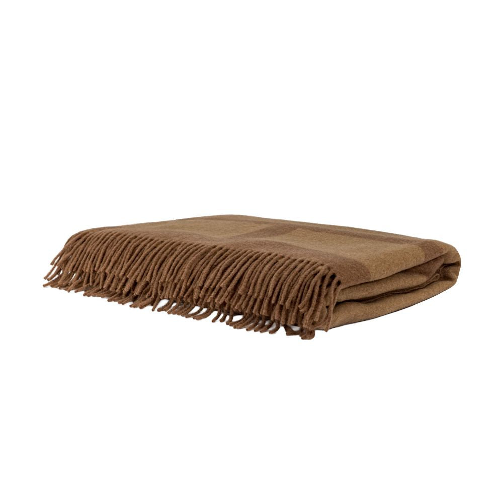 Plaid en laine motifs contrastes "Glove" - Brown