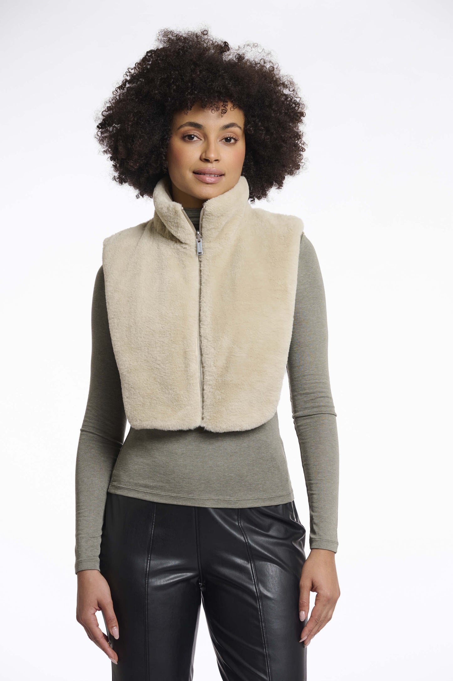Bib fourrure réversible "Nura" - Sable