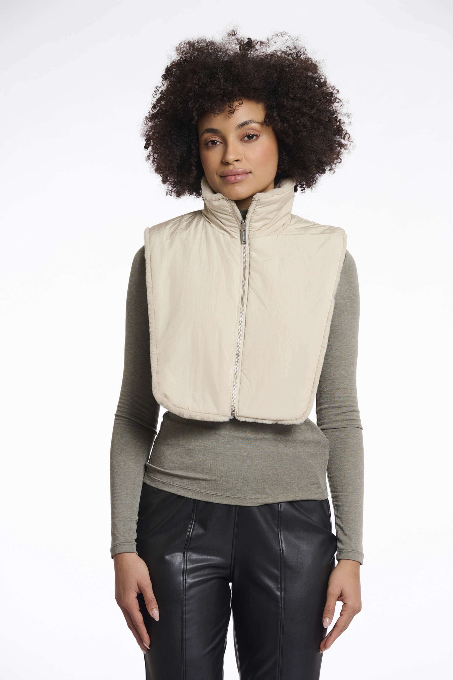 Bib fourrure réversible "Nura" - Sable